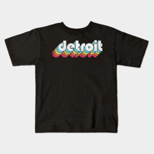 Detroit, Michigan \\// Retro Typography Design Kids T-Shirt